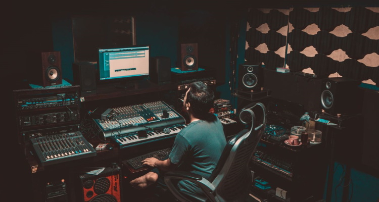 Songwriting and production in the studio.